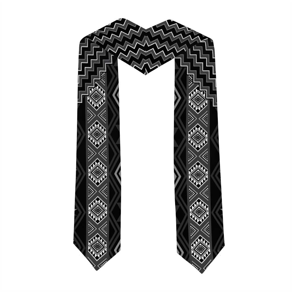 New Zealand Aotearoa Graduation Stole Black Poutama With Taniko Pattern