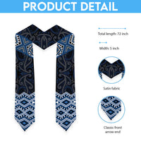 New Zealand Aotearoa Graduation Stole Blue Taniko Art Maori Pattern