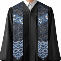 New Zealand Aotearoa Graduation Stole Blue Taniko Art Maori Pattern