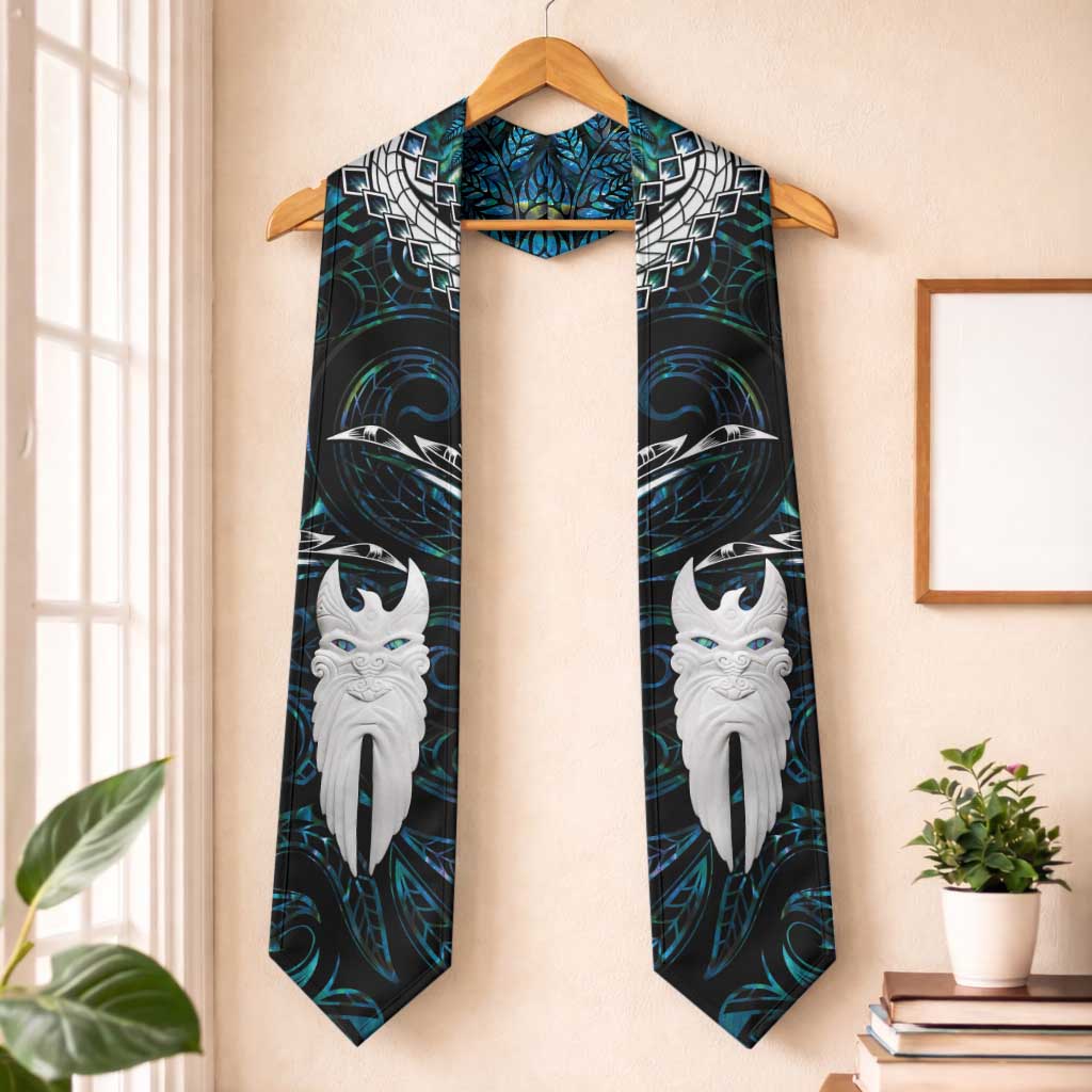New Zealand Aotearoa Graduation Stole Maori Hei Rehua Paua Shell Glitter Green