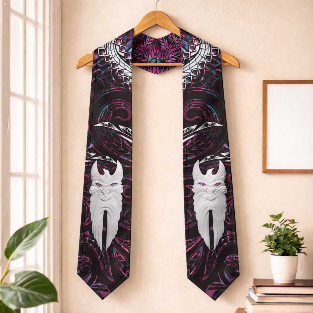 New Zealand Aotearoa Graduation Stole Maori Hei Rehua Paua Shell Glitter Pink