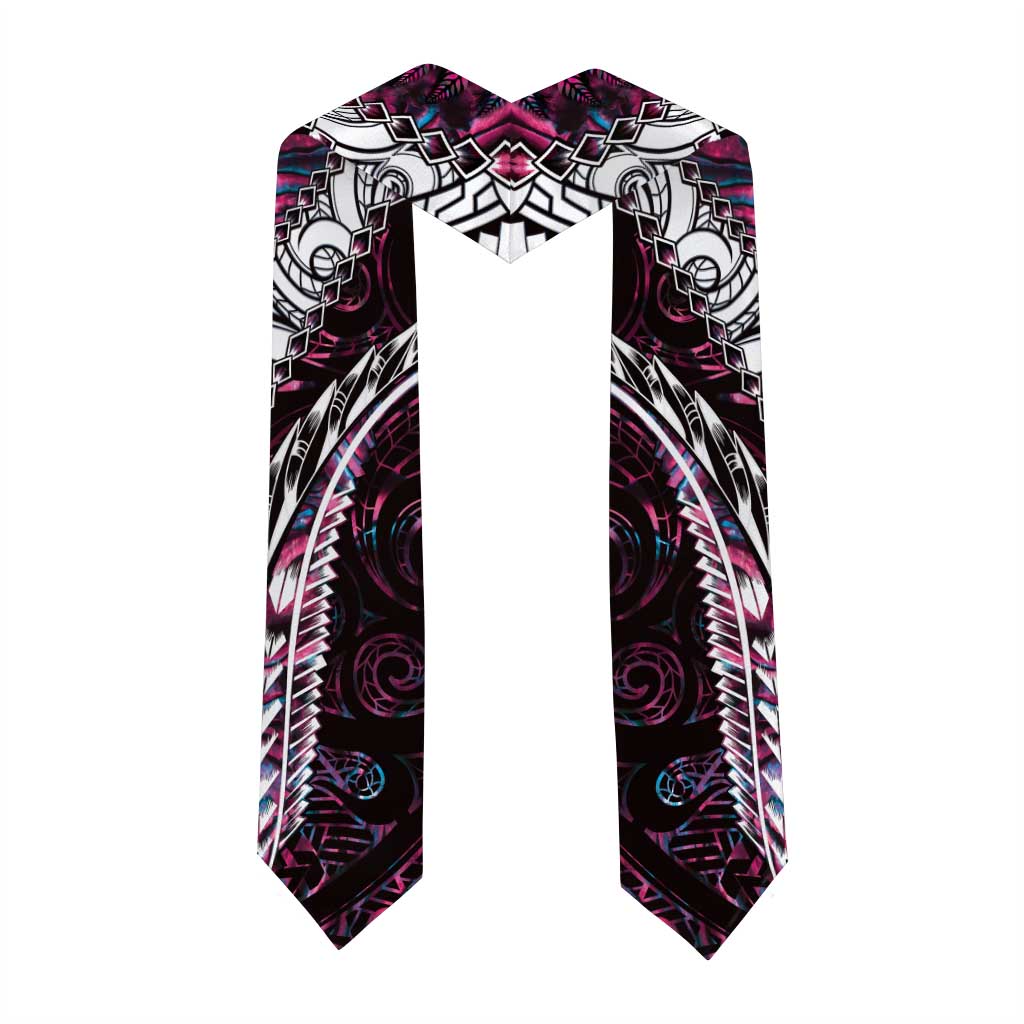 New Zealand Aotearoa Graduation Stole Maori Hei Rehua Paua Shell Glitter Pink