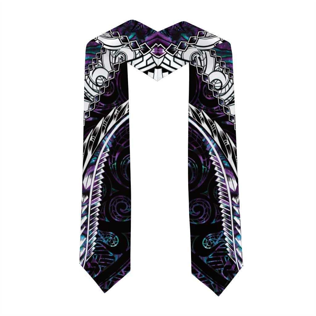 New Zealand Aotearoa Graduation Stole Maori Hei Rehua Paua Shell Glitter Purple