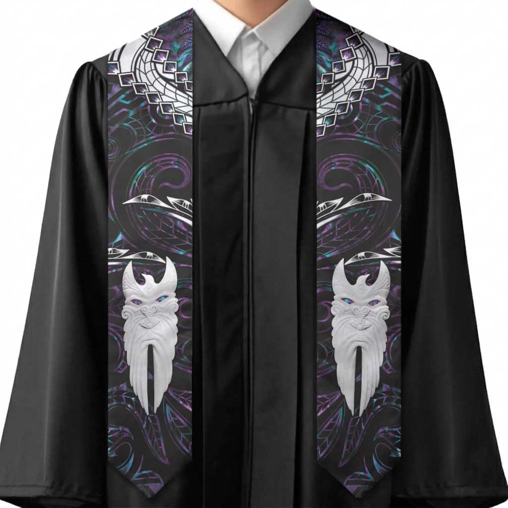 New Zealand Aotearoa Graduation Stole Maori Hei Rehua Paua Shell Glitter Purple