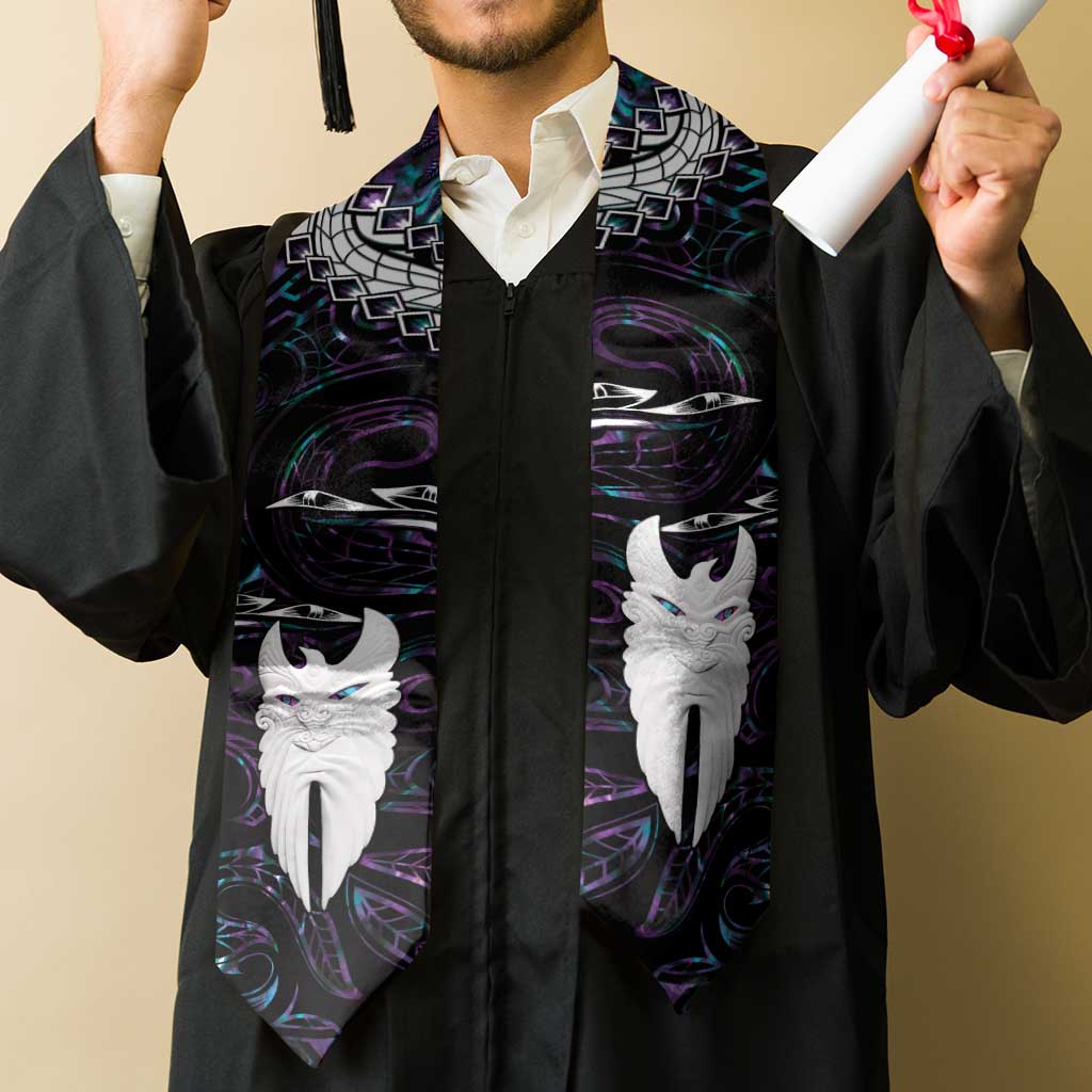 New Zealand Aotearoa Graduation Stole Maori Hei Rehua Paua Shell Glitter Purple
