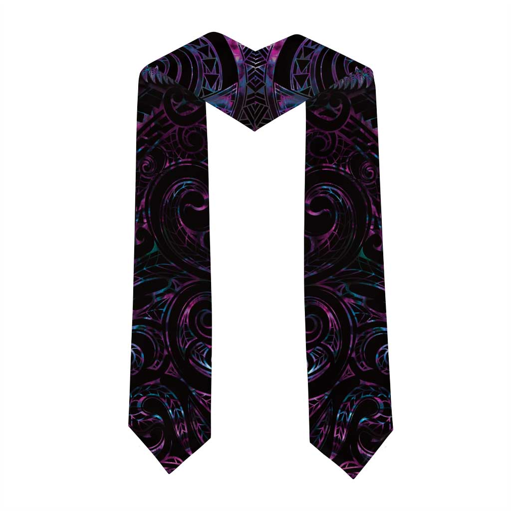 New Zealand Aotearoa Graduation Stole Maori Manaia Paua Shell Glitter Purple