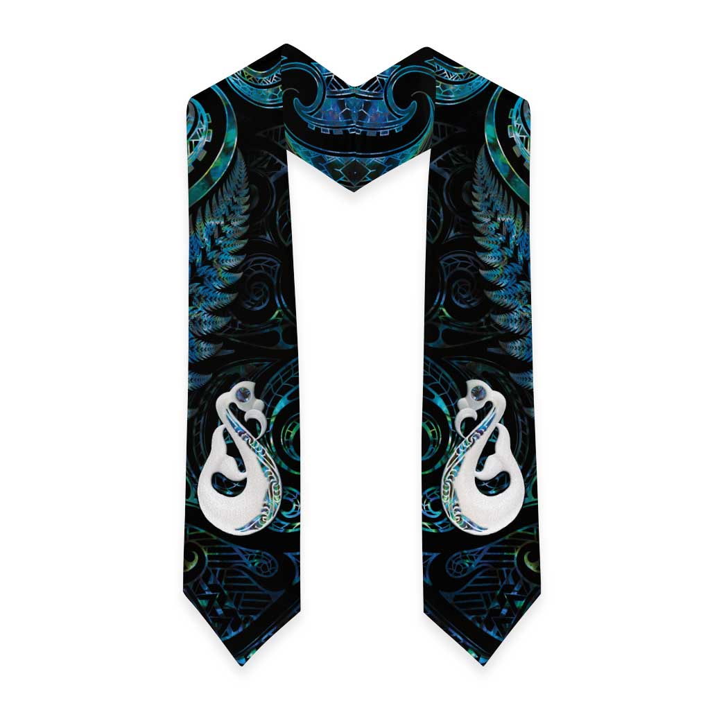 New Zealand Aotearoa Graduation Stole Maori Manaia Paua Shell Glitter Turquoise
