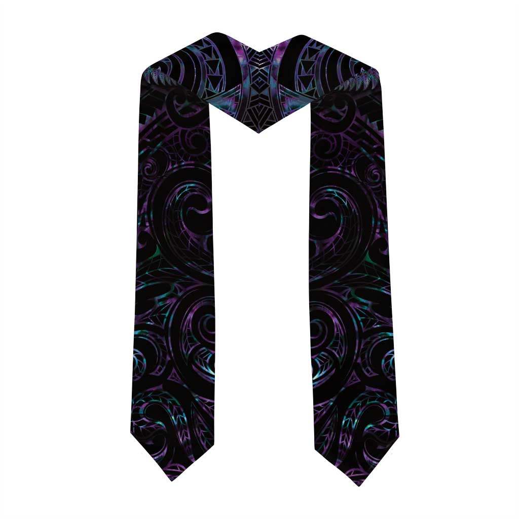 New Zealand Aotearoa Graduation Stole Maori Tane Te Waiora Paua Shell Glitter Purple