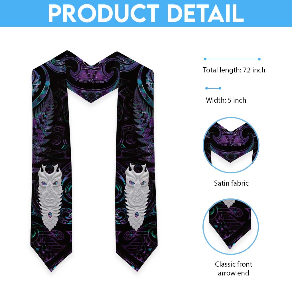 New Zealand Aotearoa Graduation Stole Maori Tane Te Waiora Paua Shell Glitter Purple