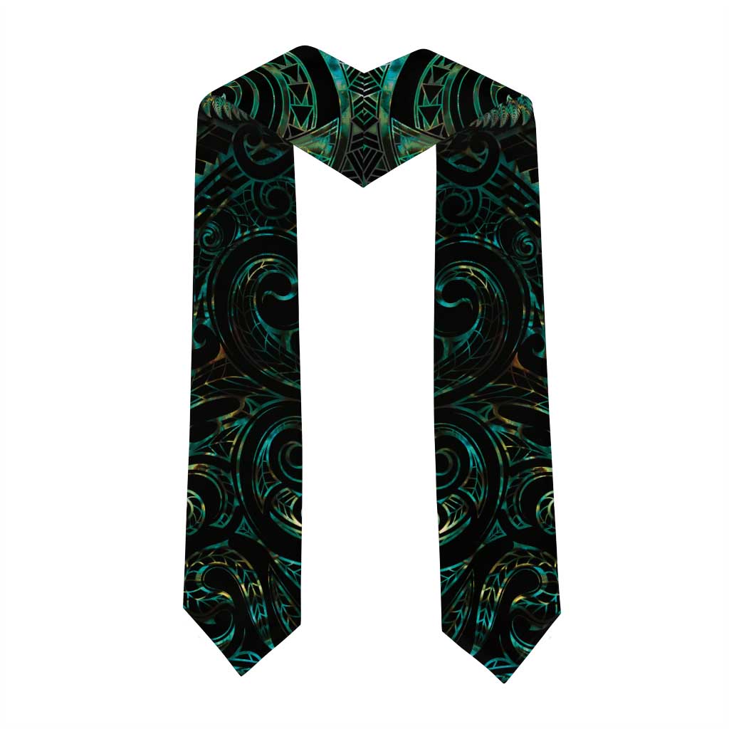 New Zealand Aotearoa Graduation Stole Maori Wheku Paua Shell Glitter Green