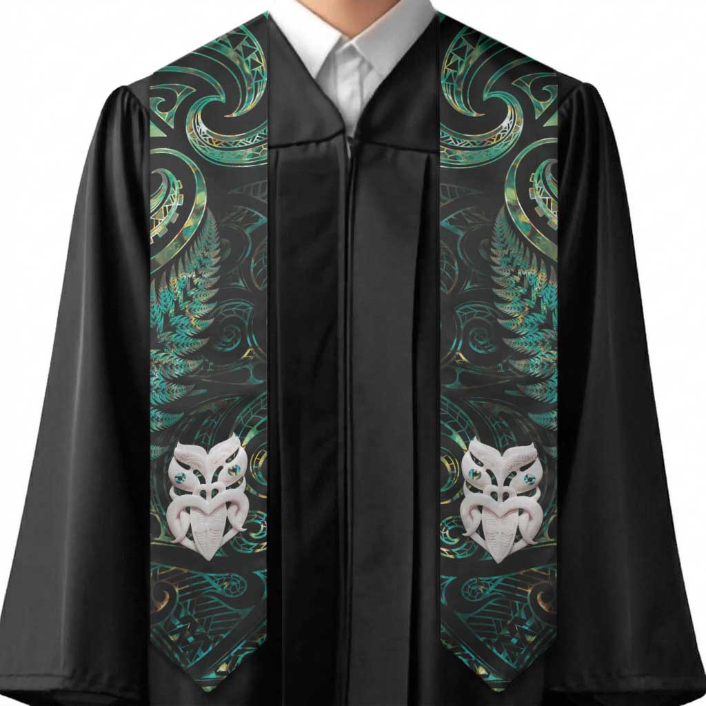 New Zealand Aotearoa Graduation Stole Maori Wheku Paua Shell Glitter Green