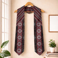 New Zealand Aotearoa Graduation Stole Red Poutama With Taniko Pattern