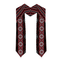 New Zealand Aotearoa Graduation Stole Red Poutama With Taniko Pattern