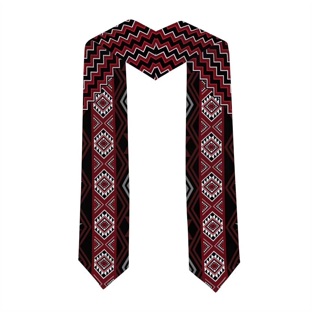 New Zealand Aotearoa Graduation Stole Red Poutama With Taniko Pattern
