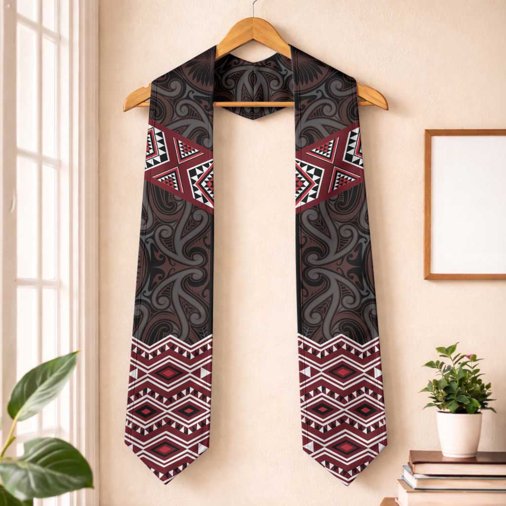 New Zealand Aotearoa Graduation Stole Red Taniko Art Maori Pattern