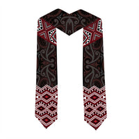 New Zealand Aotearoa Graduation Stole Red Taniko Art Maori Pattern