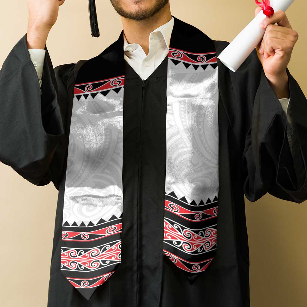 New Zealand Aotearoa Graduation Stole With Kowhaiwhai Pattern Red Version
