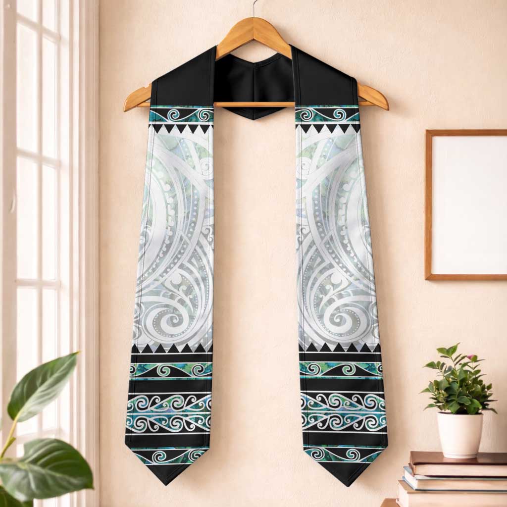 New Zealand Aotearoa Graduation Stole With Paua Shell Kowhaiwhai Pattern