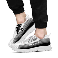 New Zealand Football Sneakers Silver Fern Maori Pattern Monochrome