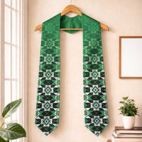 New Zealand Graduation Stole Poutama Mix Green Taniko Inspired Art