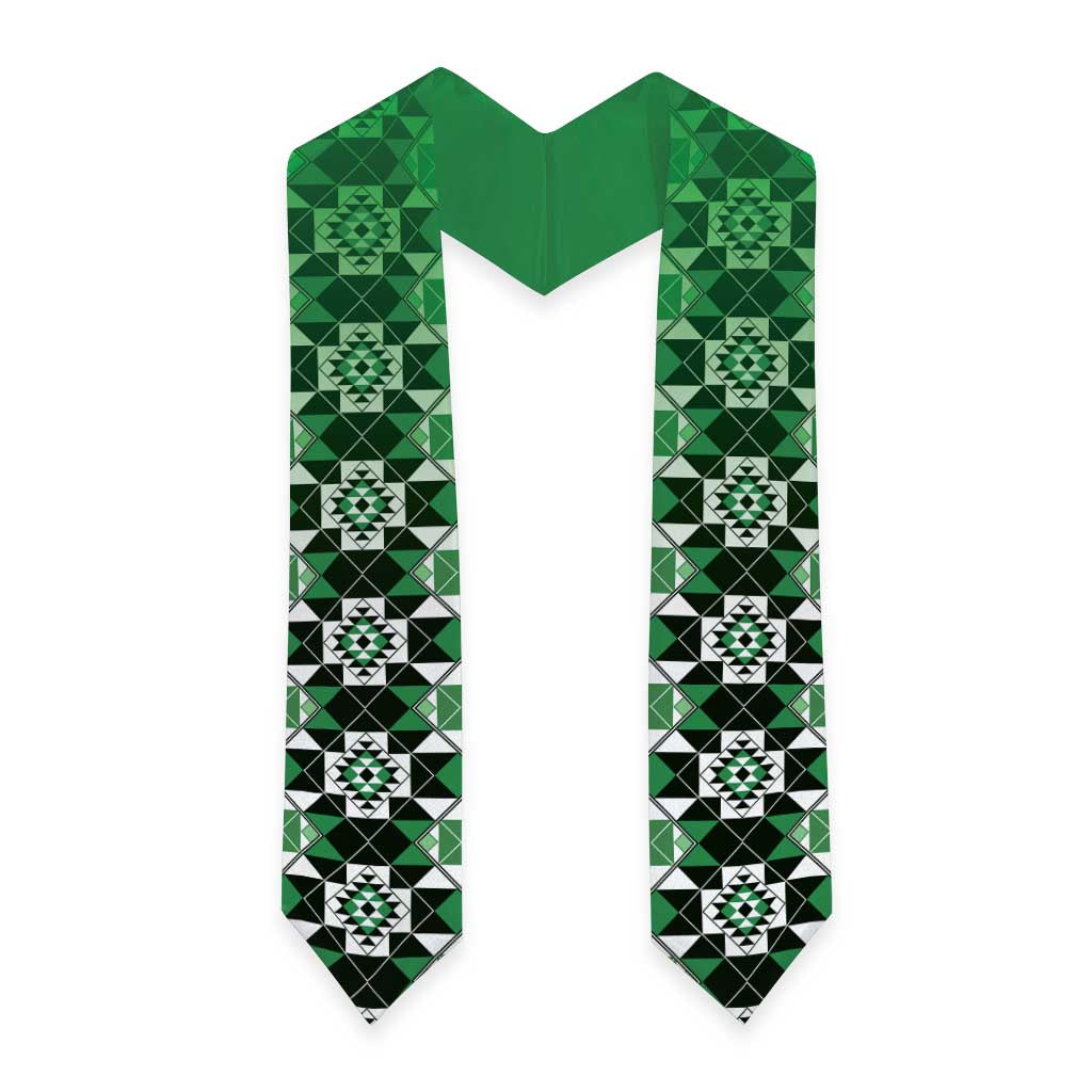New Zealand Graduation Stole Poutama Mix Green Taniko Inspired Art