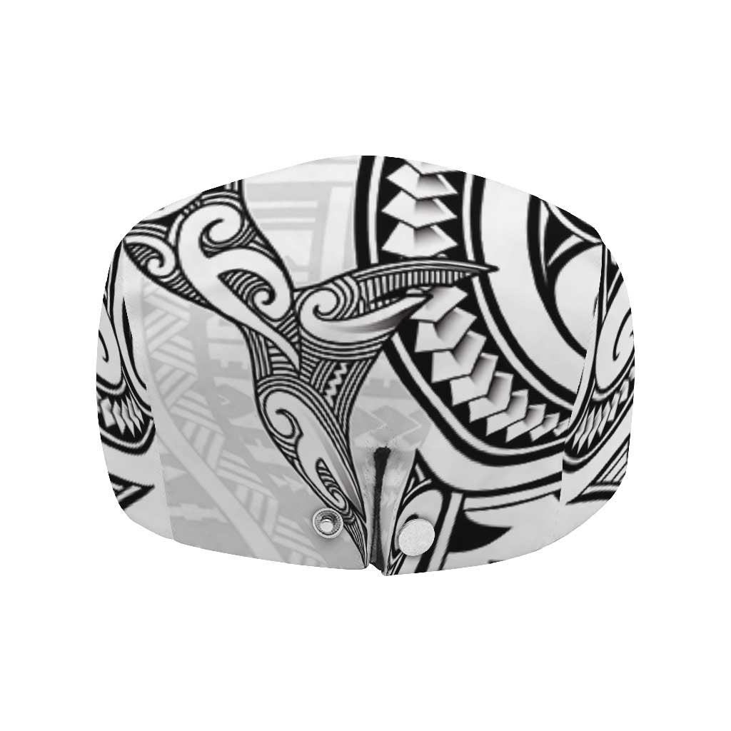 New Zealand Hammerhead Shark Jeff Hat Maori Haehae Mangopare White - Polynesian Pride