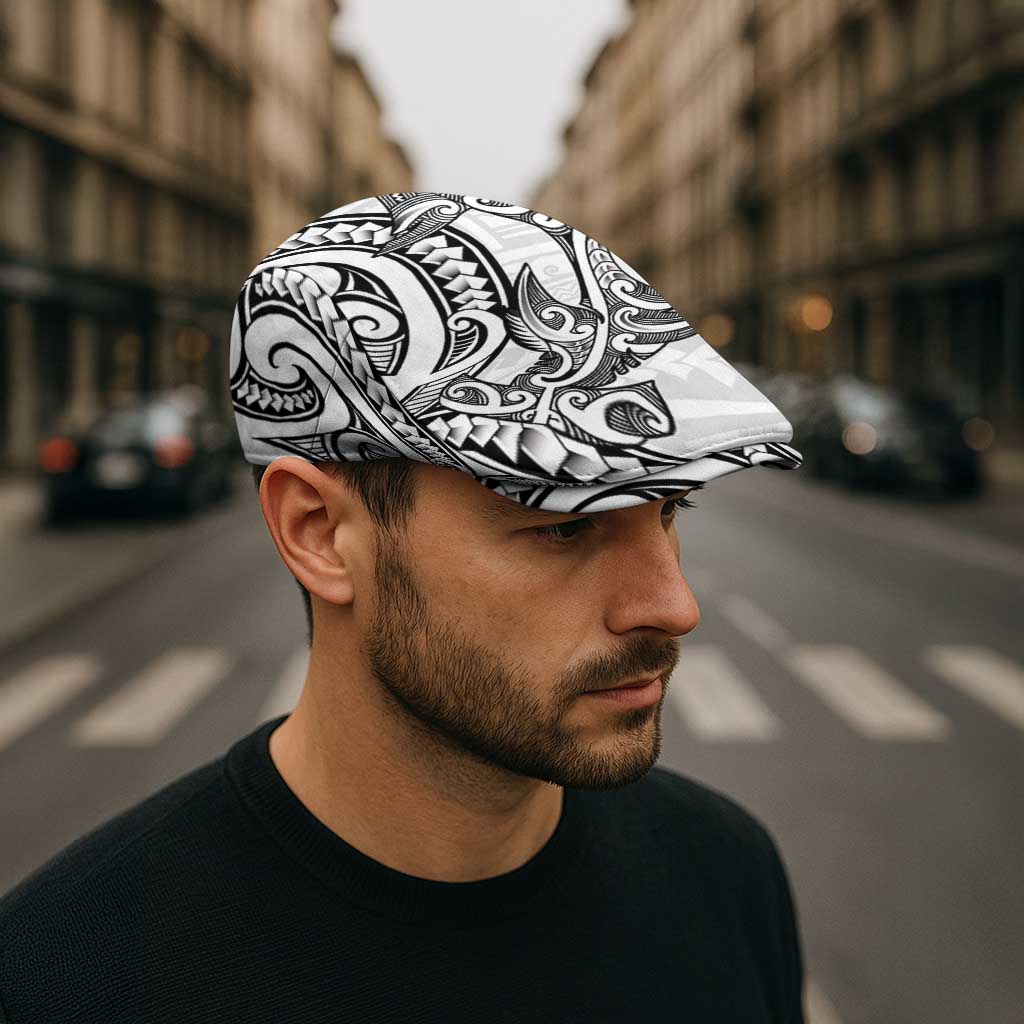 New Zealand Hammerhead Shark Jeff Hat Maori Haehae Mangopare White - Polynesian Pride