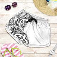 New Zealand Hammerhead Shark Shorts for Women Maori Haehae Mangopare White - Polynesian Pride