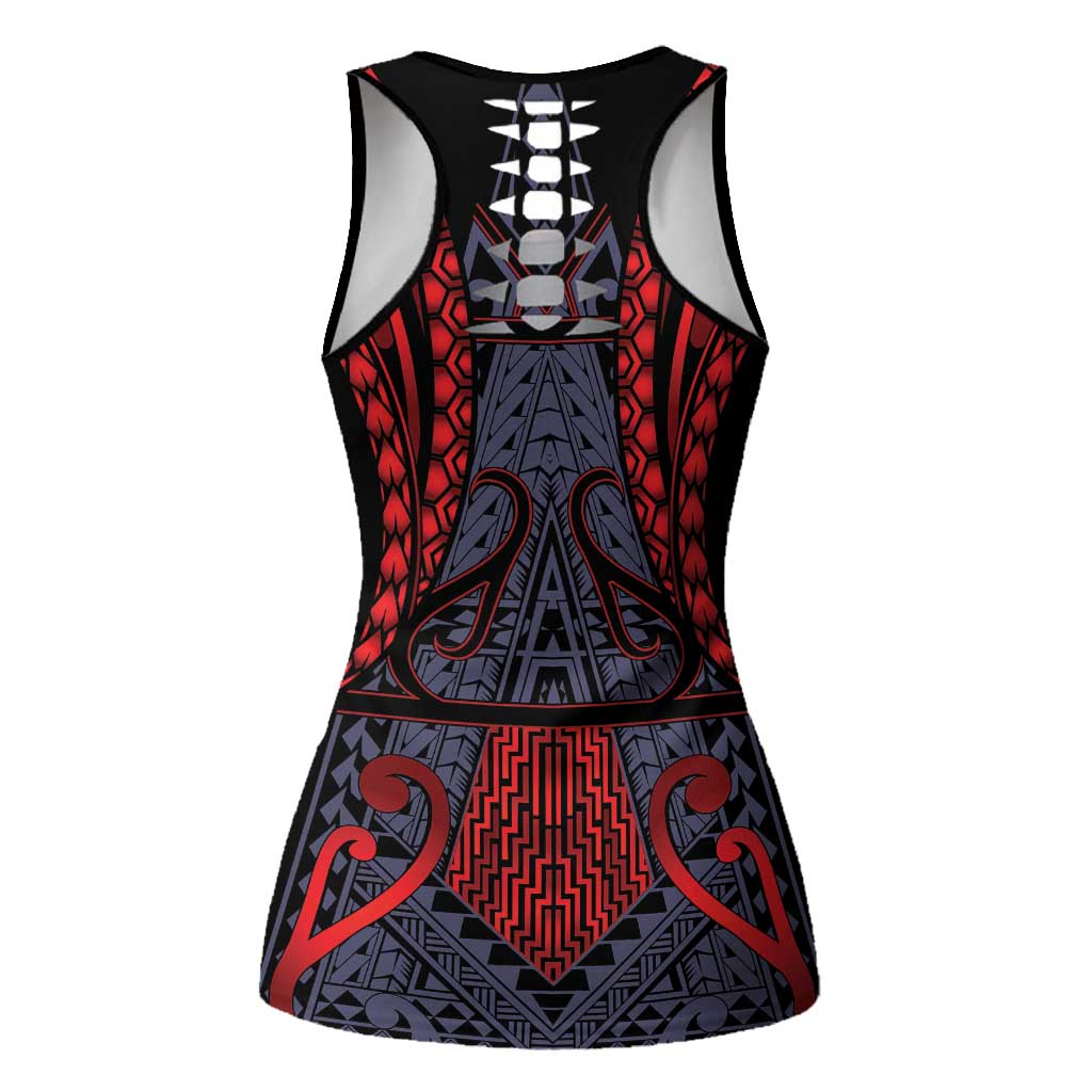 New Zealand Hollow Tank Top Maori Kiwiana Pattern Tukutuku Motif LT9 - Polynesian Pride