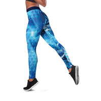 New Zealand Humpback Whale Matariki Leggings Maori New Year Taniko Niho Taniwha LT14 Blue - Polynesian Pride