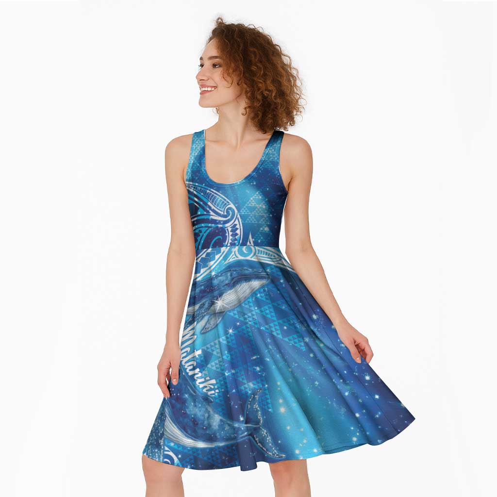 New Zealand Humpback Whale Matariki Midi Dress Maori New Year Taniko Niho Taniwha