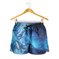 New Zealand Humpback Whale Matariki Shorts for Women Maori New Year Taniko Niho Taniwha
