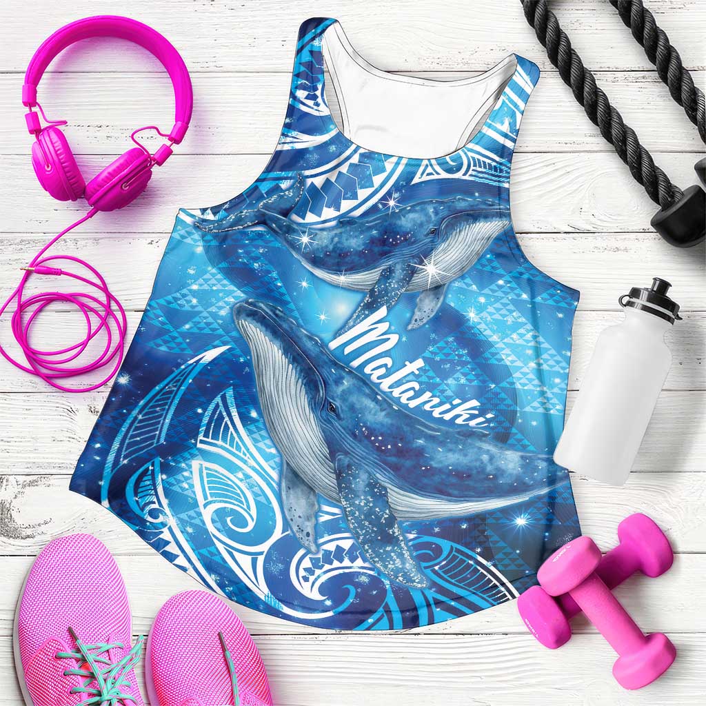 New Zealand Humpback Whale Matariki Women Racerback Tank Maori New Year Taniko Niho Taniwha