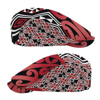 New Zealand Jeff Hat Aotearoa Kowhaiwhai Mix Taniko Art - Red
