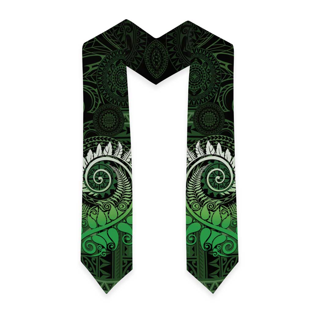New Zealand Maori Koru Fern Graduation Stole Spiral Polynesian Style Green