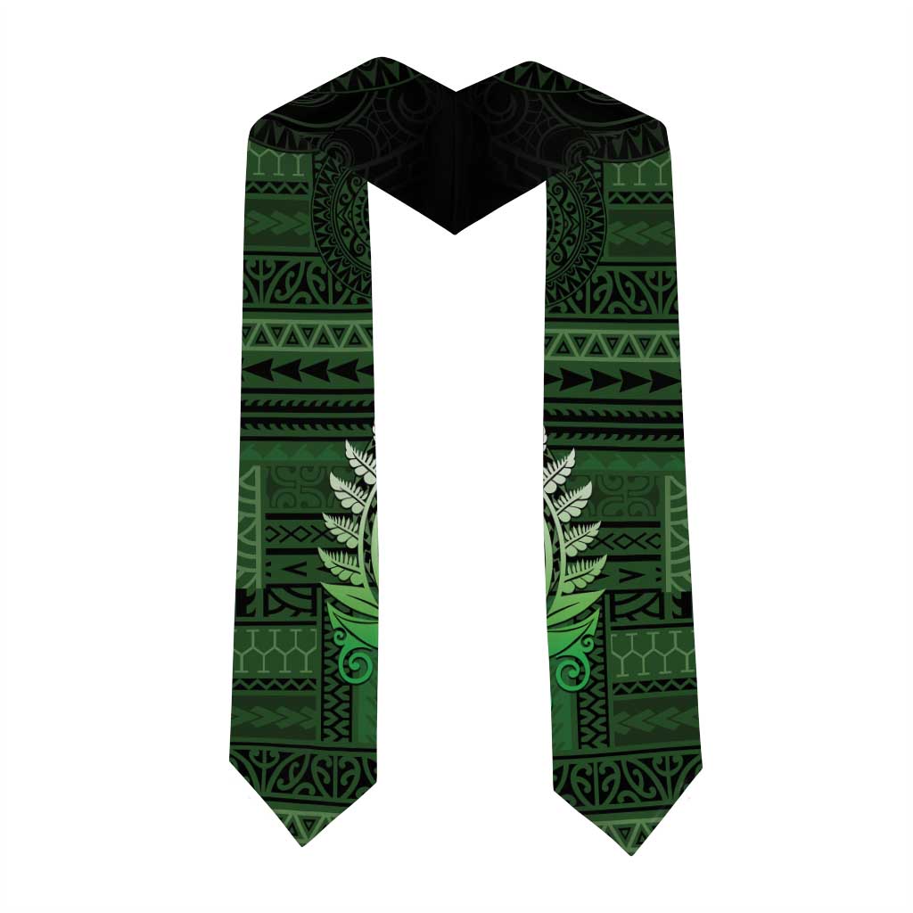 New Zealand Maori Koru Fern Graduation Stole Spiral Polynesian Style Green