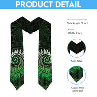 New Zealand Maori Koru Fern Graduation Stole Spiral Polynesian Style Green