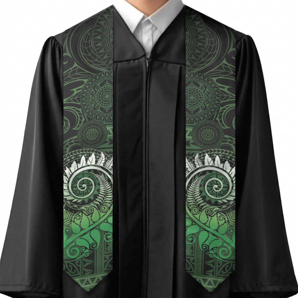 New Zealand Maori Koru Fern Graduation Stole Spiral Polynesian Style Green