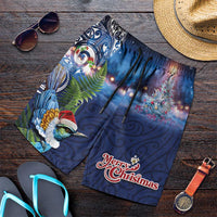 New Zealand Merry Christmas Shorts for Men Maori Tribal Pattern with Xmas Tui Bird LT03 Multicolor - Polynesian Pride