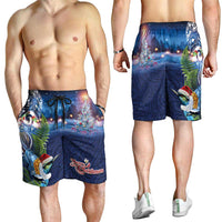 New Zealand Merry Christmas Shorts for Men Maori Tribal Pattern with Xmas Tui Bird LT03 - Polynesian Pride