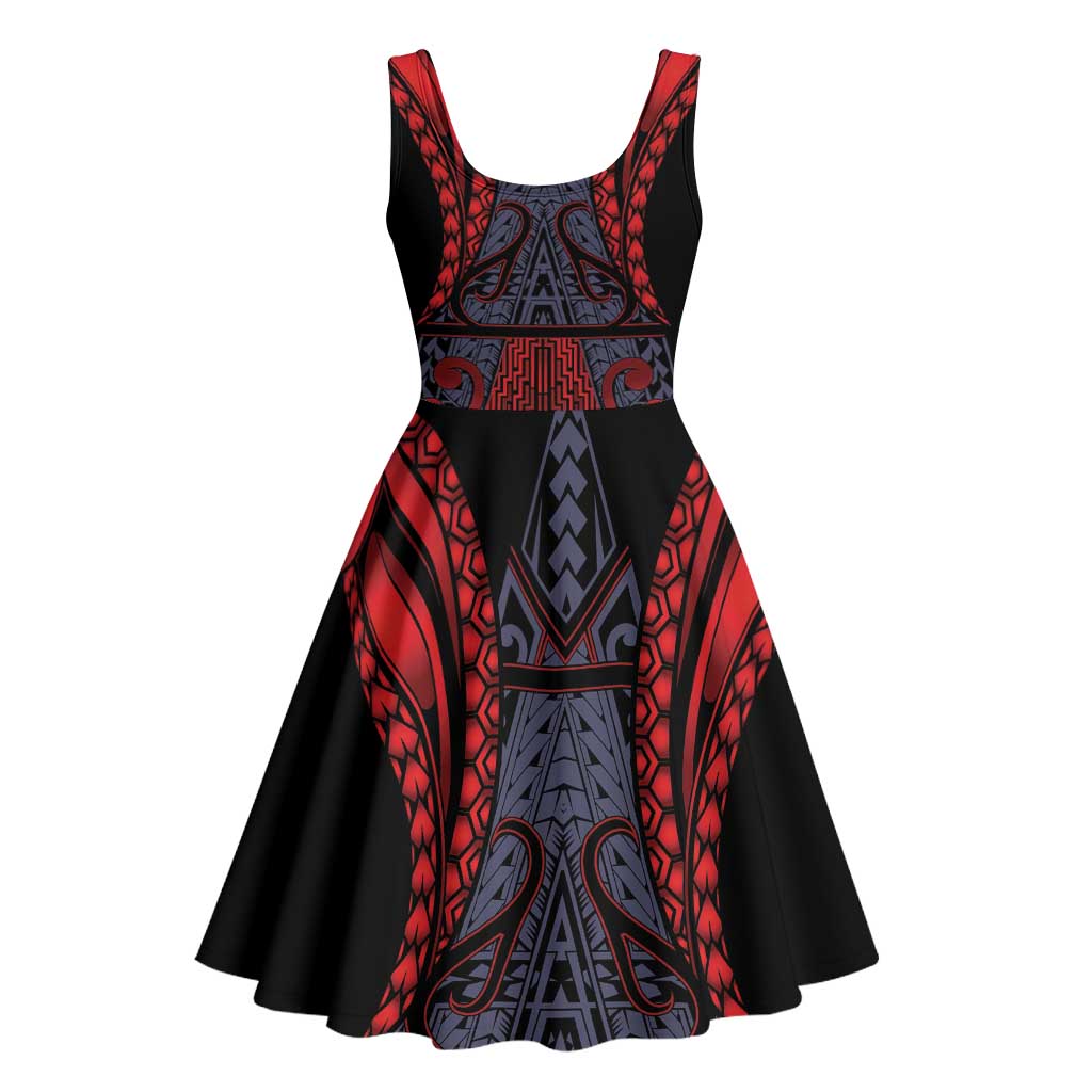 New Zealand Midi Dress Maori Kiwiana Pattern Tukutuku Motif LT9 - Polynesian Pride