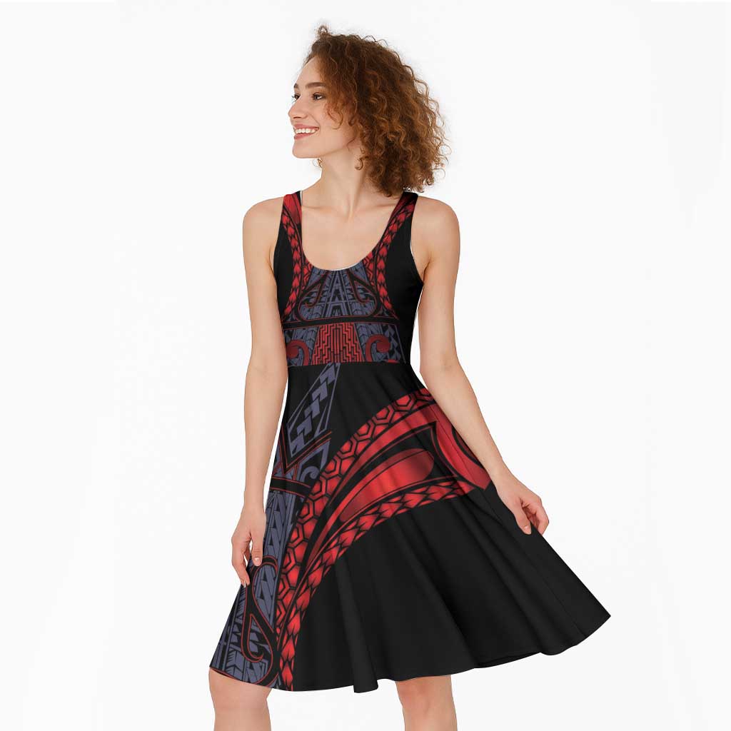 New Zealand Midi Dress Maori Kiwiana Pattern Tukutuku Motif LT9 - Polynesian Pride