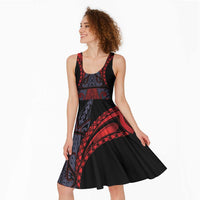 New Zealand Midi Dress Maori Kiwiana Pattern Tukutuku Motif LT9 - Polynesian Pride