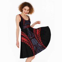 New Zealand Midi Dress Maori Kiwiana Pattern Tukutuku Motif LT9 - Polynesian Pride