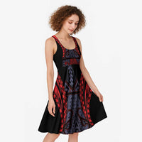 New Zealand Midi Dress Maori Kiwiana Pattern Tukutuku Motif LT9 - Polynesian Pride
