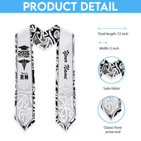 New Zealand Nurse RN 2026 Personalised Graduation Stole White Maori Pattern Cultural Pride