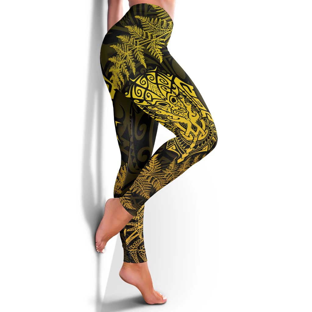 New Zealand Rugby All Gold Leggings Silver Fern All Black Mix Ta Moko LT09