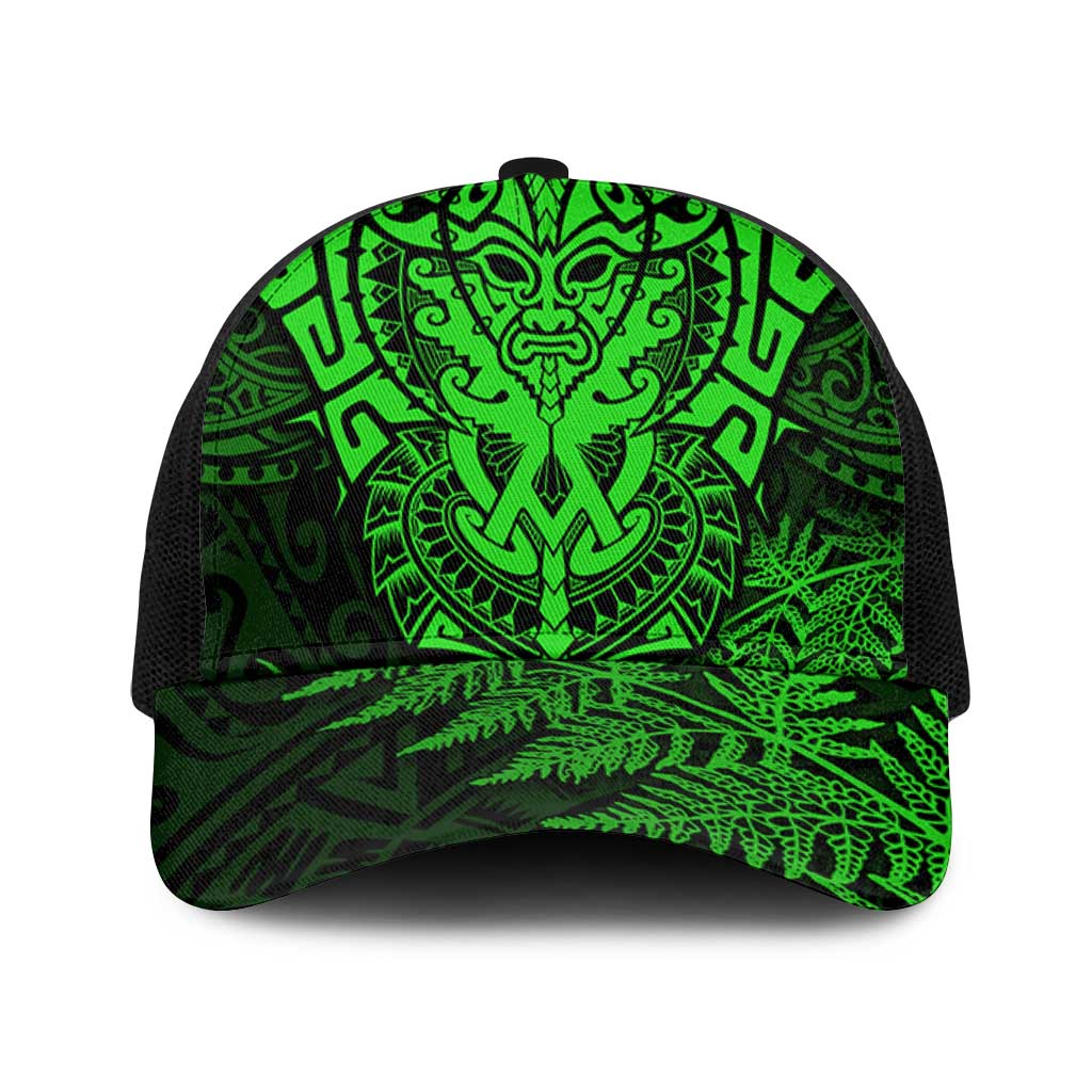 New Zealand Rugby All Green Mesh Trucker Cap Silver Fern All Black Mix Ta Moko - Polynesian Pride