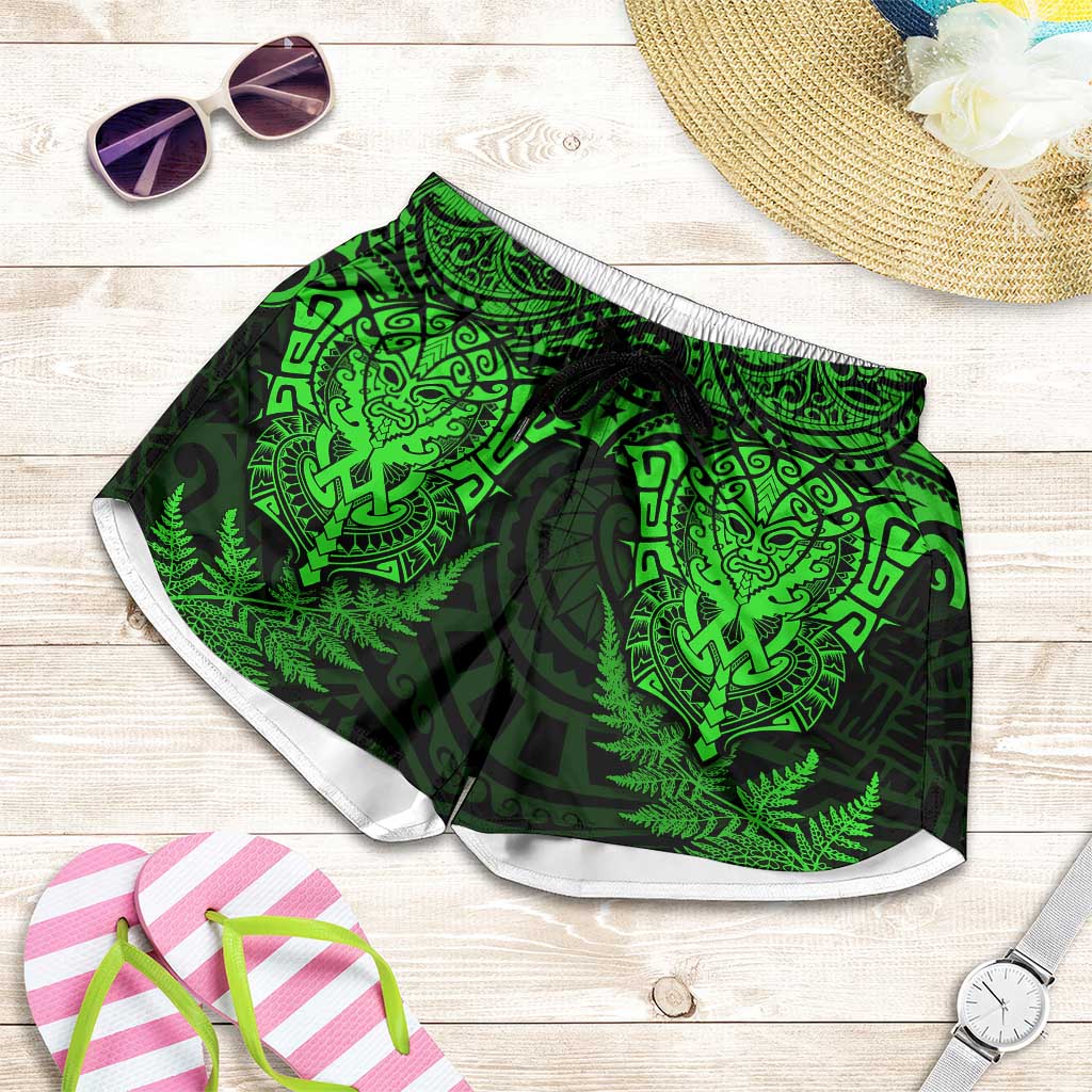 New Zealand Rugby All Green Shorts for Women Silver Fern All Black Mix Ta Moko