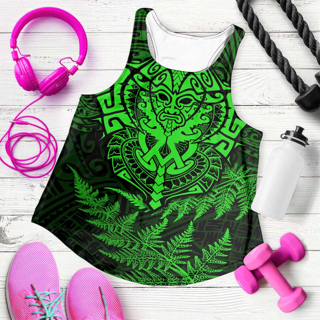 New Zealand Rugby All Green Women Racerback Tank Silver Fern All Black Mix Ta Moko LT09